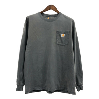 カーハート(carhartt)のCarhartt カーハート ポケット 長袖Ｔシャツ グレー (メンズ L) 中古 古着 Q5826(Tシャツ/カットソー(七分/長袖))