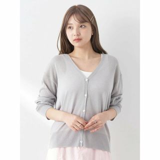 アースミュージックアンドエコロジー(earth music & ecology)の【ライトグレー】ラメ入りニットカーディガン レディース/夏/24SS(カーディガン)