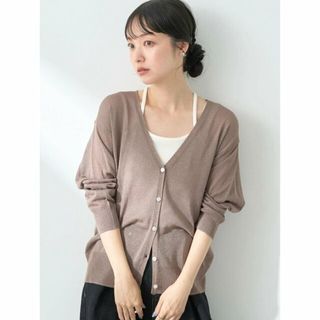 アースミュージックアンドエコロジー(earth music & ecology)の【ブラウン】ラメ入りニットカーディガン レディース/夏/24SS(カーディガン)