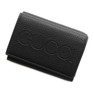 グッチ(Gucci)のグッチ 三つ折り財布 ロゴ ミニウォレット レザー 736151 GUCCI 財布 ミニ財布 黒(財布)