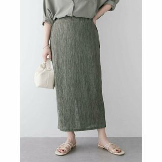 グリーンパークス(green parks)の【カーキ】メランジプリーツIラインスカート 24SS/ウエストゴム/ロング丈/夏(ロングスカート)