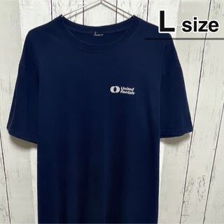 USA古着　Tシャツ　ネイビー　企業　ロゴ　プリント　ワンポイント　コットン(Tシャツ/カットソー(半袖/袖なし))