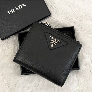 ★極美品★PRADA プラダ ヴィッテロダイノ 二つ折り 財布 現行 NERO