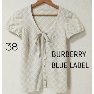 バーバリーブルーレーベル(BURBERRY BLUE LABEL)の【BURBERRY BLUE LABEL】ボウタイシャツ　38サイズ　チェック(シャツ/ブラウス(半袖/袖なし))