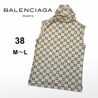 バレンシアガ(Balenciaga)の【38/M～L】バレンシアガ　ノースリーブ　ボトルネックカットソー　幾何学模様(カットソー(半袖/袖なし))