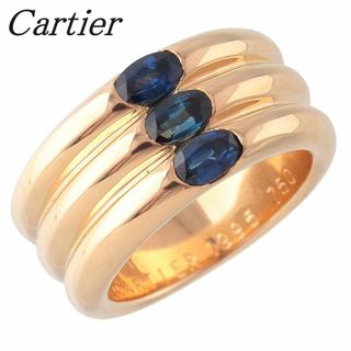 カルティエ(Cartier)のカルティエ サファイア リング エリプス 3ロウ #51 750YG 箱 新品仕上げ済 CARTIER【17000】(リング(指輪))