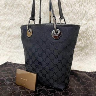 グッチ(Gucci)の美品　GUCCI トートバッグ　エクリプスライン　GG キャンバス×レザー　黒(トートバッグ)