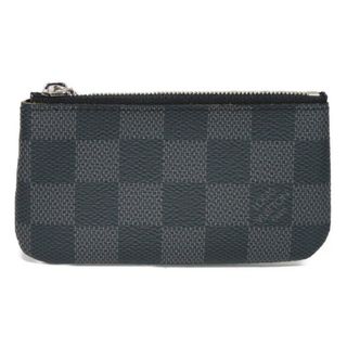 LOUIS VUITTON - LOUIS VUITTON ルイ・ヴィトン ポシェット クレ ロゴ グレインレザー ブラック グレー キーリング キーケース ダミエ グラフィット ノワール コインケース N60155