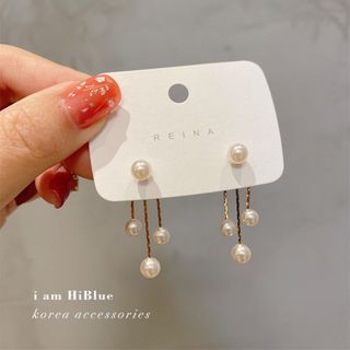 ❤️人気商品❤️フォーマル パール ゴールド ピアス ロングピアス 上品 韓国(ピアス)