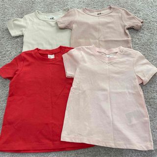 エイチアンドエム(H&M)のH&MリブT2枚　無地　オーガニックコット　Tシャツ　75(Ｔシャツ)