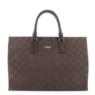 グッチ(Gucci)の美品 グッチ GGナイロン 190630 204046 トート バッグ ショルダー ビジネス 通勤 書類鞄 ブラウン レザー A4 メンズ EEM Z2-8(トートバッグ)