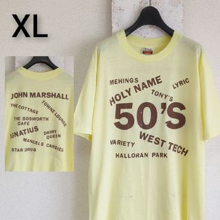 ヴィンテージ(VINTAGE)の70s 80s Hanes Tシャツ　イエロー　シングルステッチ　XL(Tシャツ/カットソー(半袖/袖なし))