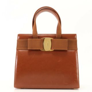 サルヴァトーレフェラガモ(Salvatore Ferragamo)のサルヴァトーレフェラガモ ヴァラリボン BA214178 レザー ハンドバッグ トート トップハンドル ブラウン 茶色 レディース EFM Z9-9(ハンドバッグ)