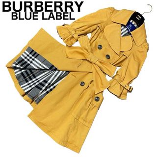 BURBERRY BLUE LABEL - BURBERRY BLUE LABEL トレンチコート　七分袖　女優襟　腰ベルト