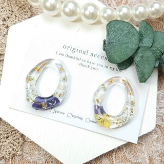 #3373/ハンドメイド♡押し花ドライフラワーレジンピアス(ピアス)