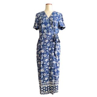 【SALE】vintage silk 100 flower wrap dress