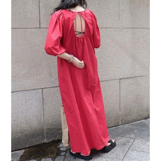 【SALE】fready emueパフスリーブバックリボンマキシワンピース