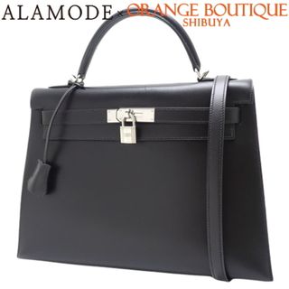 エルメス(Hermes)のHERMES(エルメス) ケリー 32 (外縫い) ブラック黒 ボックスカーフ パラジウム金具 シルバー金具 □D刻印 ハンドバッグ ショルダーバッグ 肩掛け 2WAY レディース 40101718593【アラモード】(ハンドバッグ)