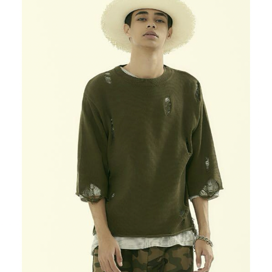 VICTIM(ヴィクティム)のVICTIM H/S DAMEGE KNIT ダメージニット メンズのトップス(Tシャツ/カットソー(半袖/袖なし))の商品写真