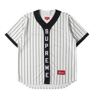 シュプリーム(Supreme)のSupreme シュプリーム シャツ サイズ:M / 18AW バーチカルロゴ ベースボールシャツ Vertical Logo Baseball Jersey ホワイト ブラック / トップス カジュアルシャツ 半袖【メンズ】【中古】(シャツ)