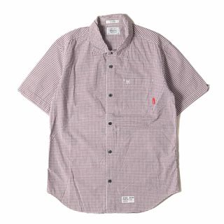 WTAPS ダブルタップス シャツ サイズ:M / コットン チェック 半袖シャツ バーガンディー グレー ホワイト / トップス カジュアルシャツ【メンズ】【中古】