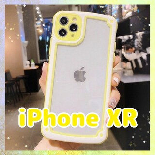 【iPhoneXR】イエロー iPhoneケース 大人気 シンプル フレーム(iPhoneケース)