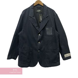 RAF SIMONS - RAF SIMONS 2022SS School Boy Denim Blazer MOD. 221-543 ラフシモンズ スクールボーイデニムブレザー デニムジャケット エンボス加工ロゴ ロゴパッチ 胸ポケ ネイビー サイズM 【250505】【新古品】【me04】