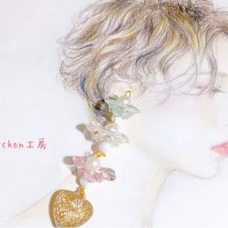 【まとめ売り】三連アンティーク/シェル/rose/Pierce/earrings(ピアス)