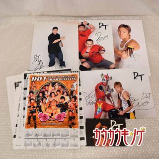 DDT 直筆サイン入り ポートレート 4点 プロレス /カレンダー チラシ セット(格闘技/プロレス)