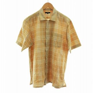 BURBERRY - BURBERRY シャツ カットソー 半袖 ステンカラー チェック柄 総柄 L