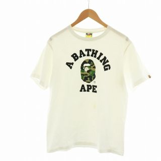 アベイシングエイプ(A BATHING APE)のA BATHING APE Tシャツ カットソー 半袖 プリント ロゴ M 白(Tシャツ/カットソー(半袖/袖なし))