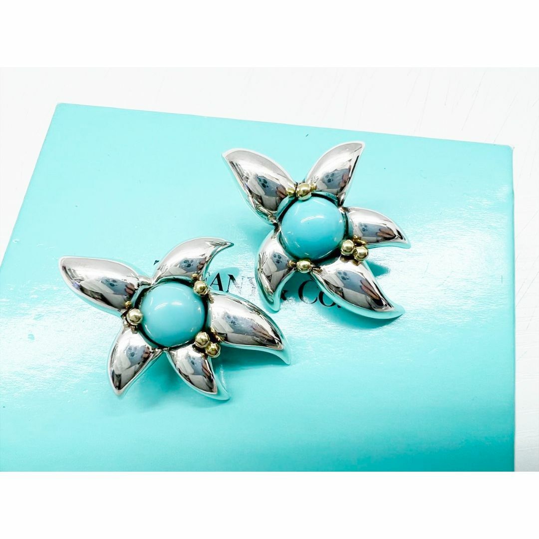 Tiffany & Co. - レア　良好品　ティファニー　スターフィッシュ　コンビ　ターコイズ　イヤリング