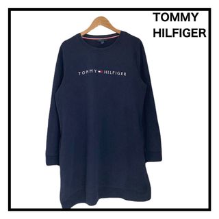 トミーヒルフィガー(TOMMY HILFIGER)のトミーヒルフィガー　ロング丈スウェット　薄手　ポケット付き　ユニセックス　L(スウェット)