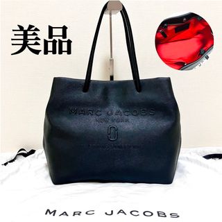 MARC JACOBS - 極美品 希少 マークジェイコブス トートバッグ A4収納 デカ ロゴ レザー 黒