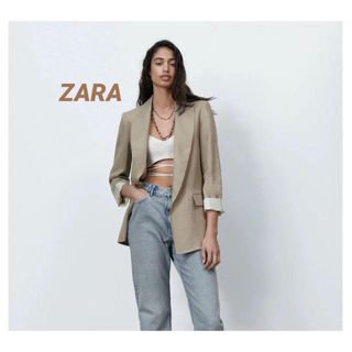 ザラ(ZARA)の☆ZARA ザラ リネンブレザー テーラード ジャケット ベージュ(テーラードジャケット)