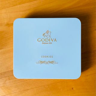 ゴディバ(GODIVA)の【缶のみ】GODIVA クッキー缶　水色(小物入れ)