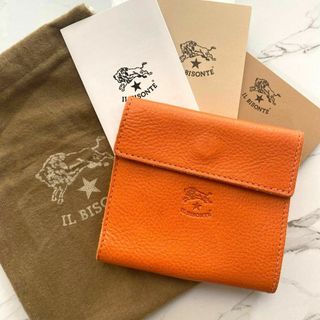 イルビゾンテ(IL BISONTE)の極美品✨️ IL BISONTE 二つ折り財布 オレンジ 保存袋付き レザー(財布)