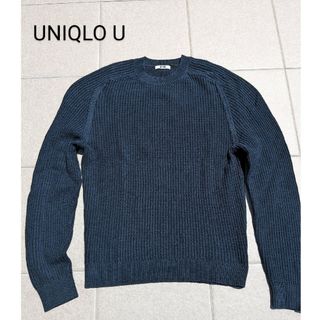 UNIQLO - UNIQLO U綿100％クルーネック長袖ニットLネイビー/ユニクロユールメール