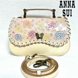 ANNA SUI 型押し バラ レザー 2WAY バッグ