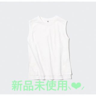 ユニクロ(UNIQLO)のユニクロ エアリズム クルーネックコットン ノースリーブシャツ(Tシャツ(半袖/袖なし))