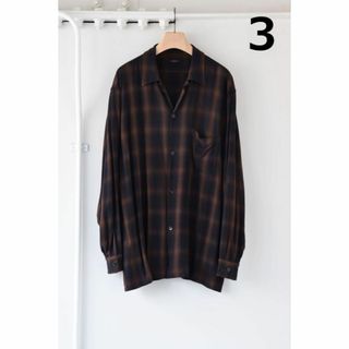 未使用 COMOLI 24SS レーヨンオープンカラーシャツ チェック 3