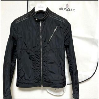 モンクレール(MONCLER)の【極美品】MONCLER  ナイロン　ライダースジャケット 黒　S  レザー(ライダースジャケット)