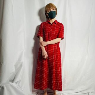 ヴィンテージ(VINTAGE)の日本製 Sylvie Mallon シアー素材 ロゴワンピース プリーツ(その他)