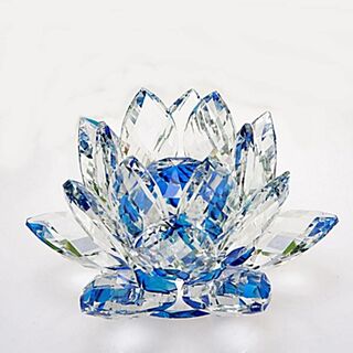 【色: ブルー】[TradeWind] クリスタルガラス 水晶玉 蓮の花 ロータ(その他)