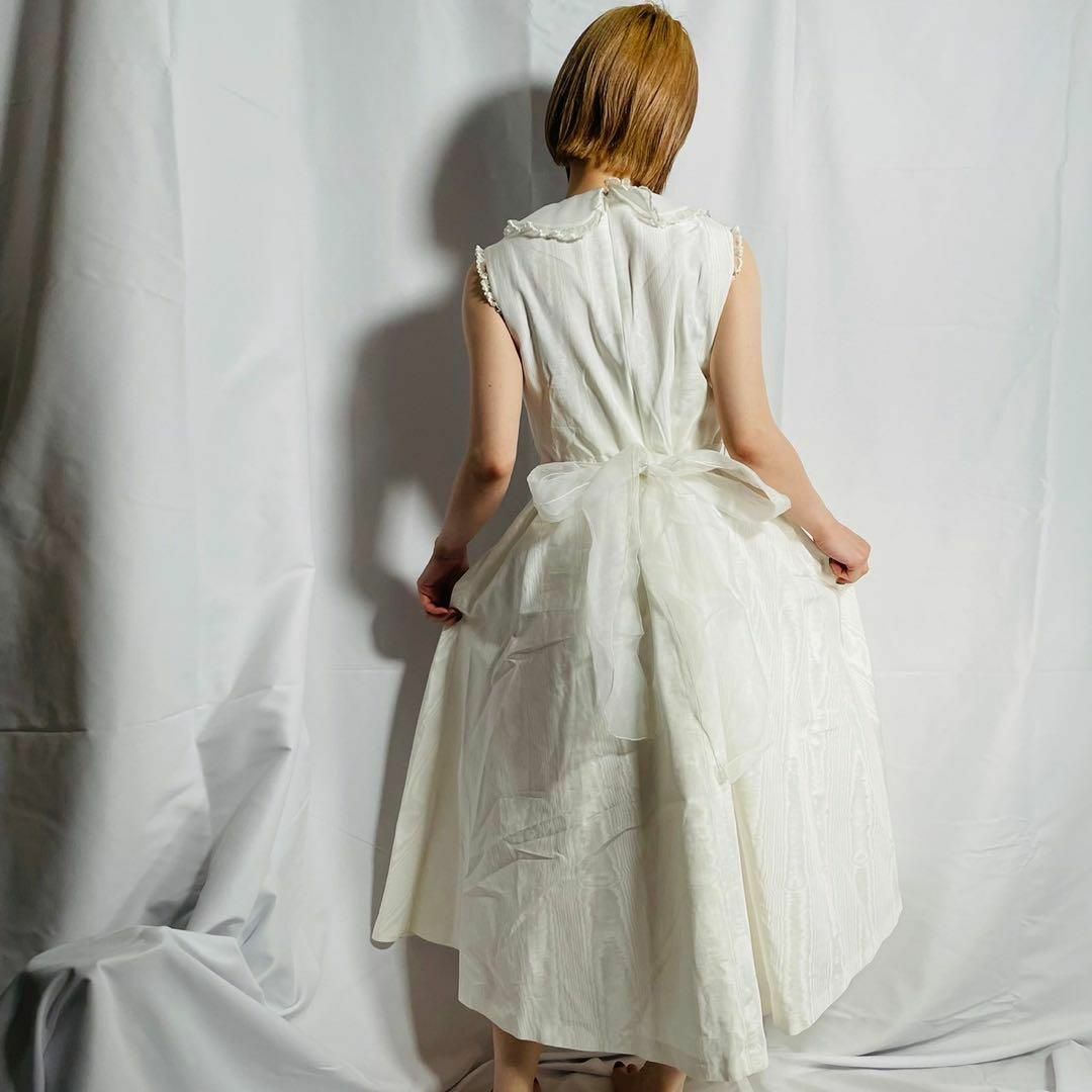 VINTAGE(ヴィンテージ)の日本製 Gallery Best フリルワンピース ドレス リボン パーティ 白 レディースのワンピース(その他)の商品写真