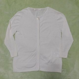 【中古服】FIGARO フィガロパリ 薄手 七分丈 カーディガン 白(カーディガン)