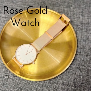 【ローズゴールド×ホワイト】ステンレス 腕時計 女性 韓国(腕時計)