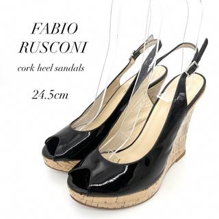 FABIO RUSCONI - 美品✨ ファビオルスコーニ 38 サンダル 24.5cm ブラック コルク 厚底