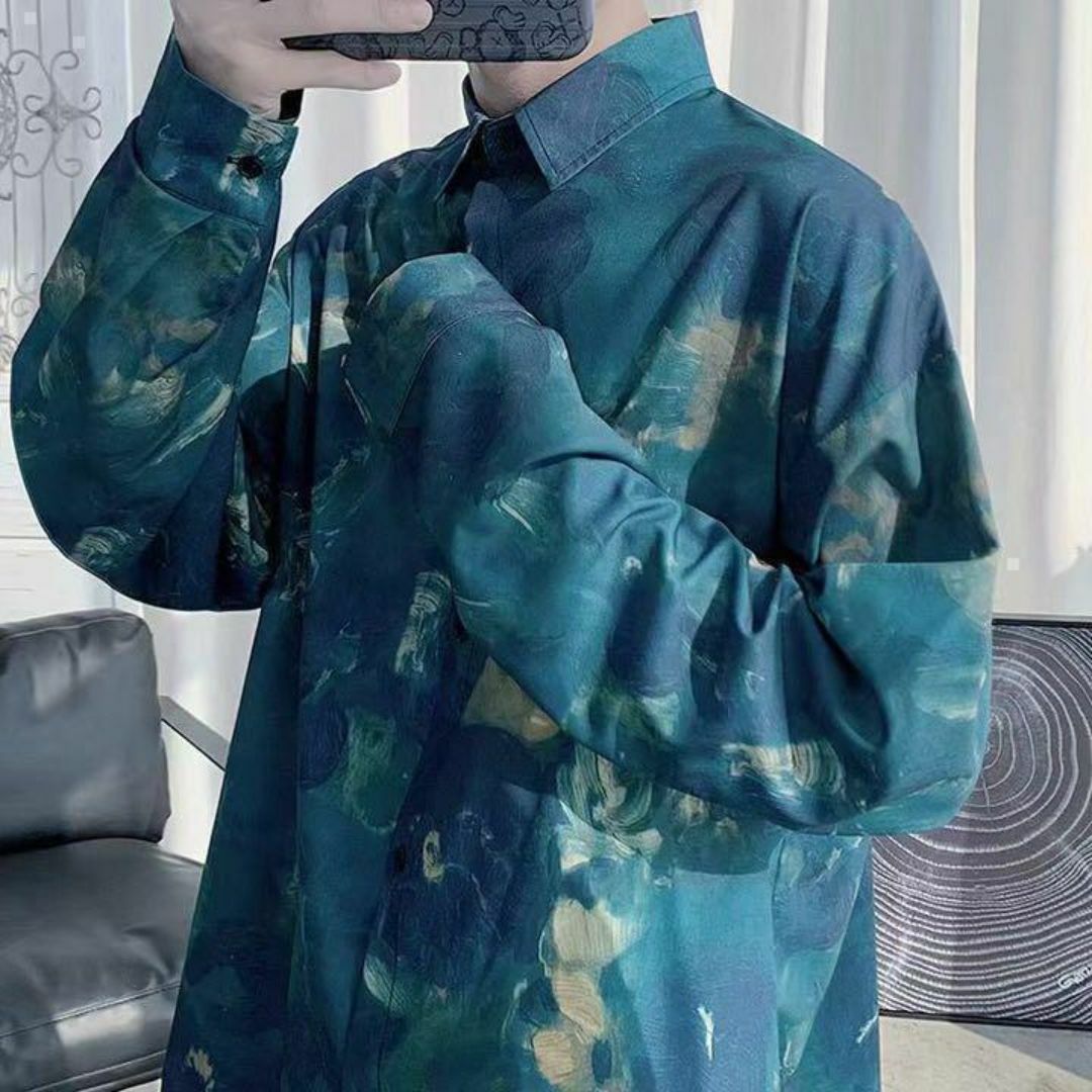 モード系 長袖シャツ メンズ レディース ユニセックス 古着風 韓国風 2XL メンズのトップス(シャツ)の商品写真