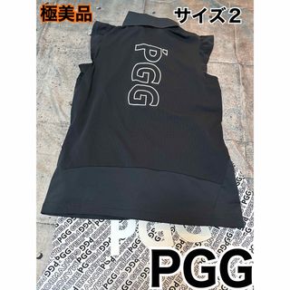 パーリーゲイツ(PEARLY GATES)のパーリーゲイツ　PGG  ノースリーブ　フリルシャツ　サイズ2 ネイビー(ウエア)